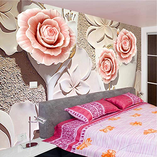 Huijie Photo Wallpaper,Custom Large Mural Modern 3D Flower Deep Embossed Non-Woven Wallpaper For Living Room Bedroom Tv Sofa Background Wall Home Decoration,320Cm(H)×600Cm(W) #TOP3