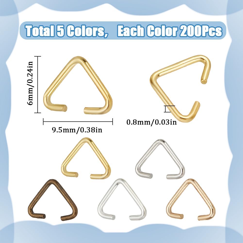 1 Box 1000Pcs Triangle Open Ring 10mm Iron Pinch Clip Bails Hang Drops Silver Metal Pinch Bail Connectors Jump Split Rings for Jewelry Findings Earrings Bracelet Necklace Keychain DIY Crafts