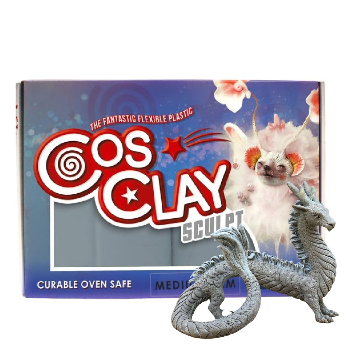 Cosclay Sculpt - Medium Firm Gray - Flexible Polymer Clay (1lb)
