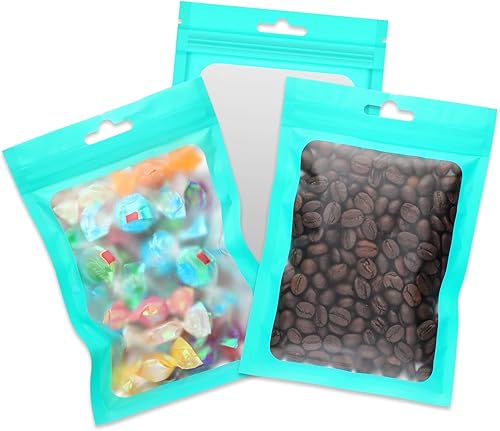 Miniatura 5 de 100 bolsas de Mylar a prueba de olores, bolsas resellables para pequeñas empresas con ventana transparente, bolsas holográficas para almacenamiento