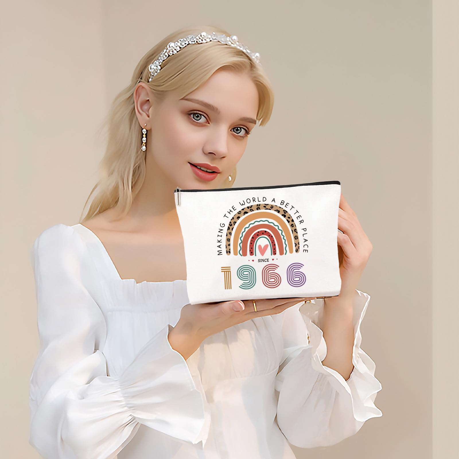 60th Birthday Gifts for Women – Personalised Vintage Style Makeup Bag with Funny Quote, Stylish 60th Birthday Gifts for Mum, Best Friend, Sister, Wife (1966) - 5