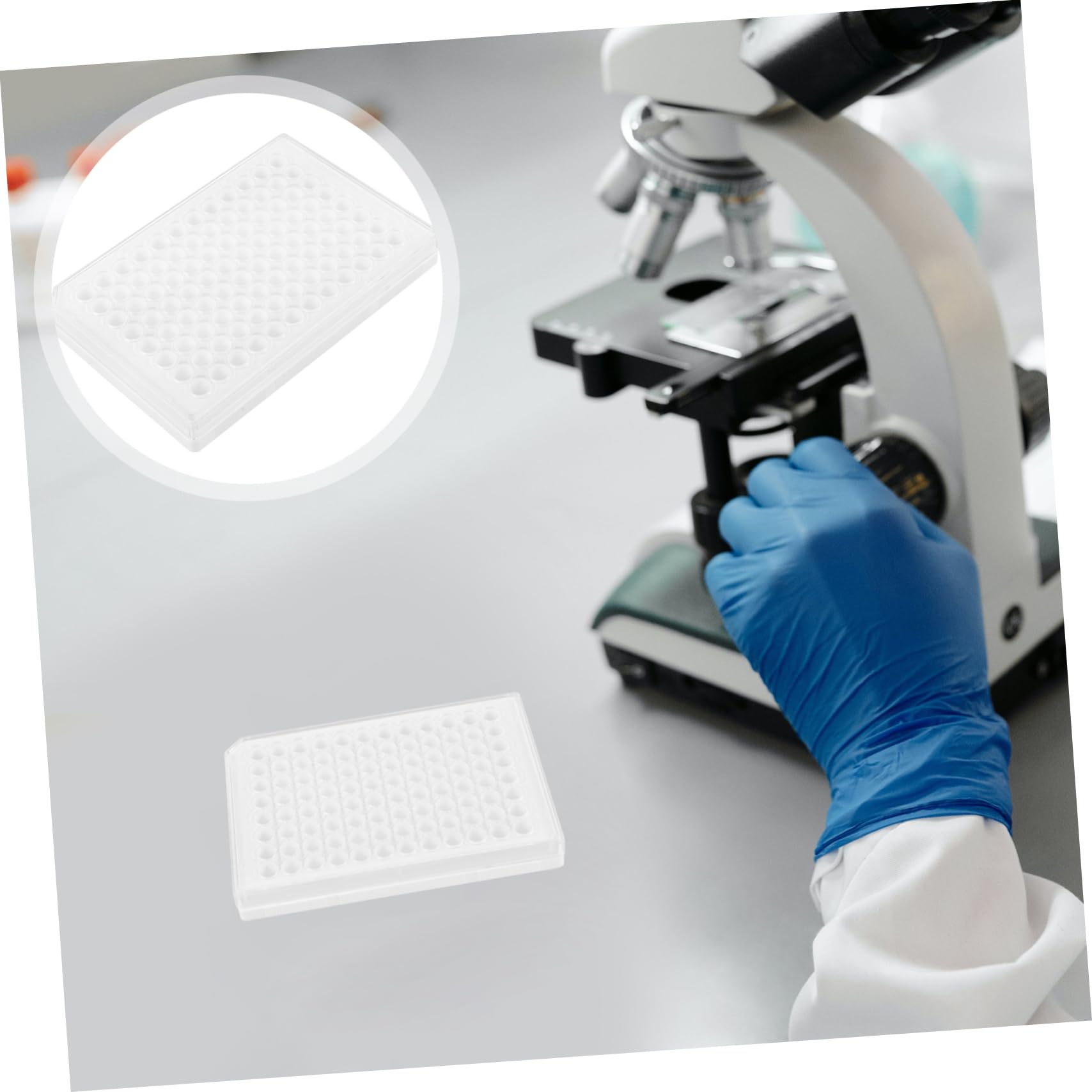 KICHOUSE Culture Plate 96 Well Cell Culture Plate Laboratory Culture Plate Tissue Culture Tool Lab Culture Plate Tissue Culture Kit Tissue Culture Plate Culture Tray White Plastic