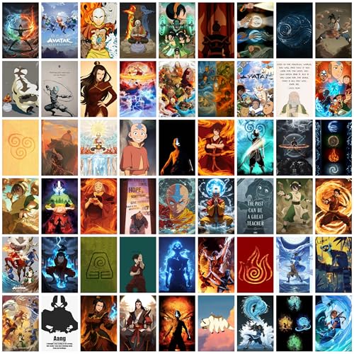 Image of The Last Airbender Posters Set of 54 - 4x6 Inch Cartoon Wall Art Prints | Elemental Characters & Iconic Moments | Aesthetic Room Decor & Wall Collage Kit