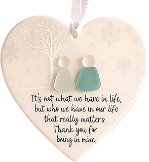 Christmas Tree Ceramic Ornament – Heart-Shaped Love Keepsake with Sea Glass Design, Hangable Holiday Decoration for Window, Wall, Balcony, Living Room, Festive Display, Collectible Seasonal Decor