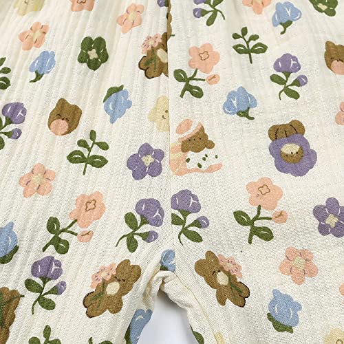 GFQLONG Toddler Baby Girls 3 Pack Elastic Waist Pants Soft Cotton Linen Harem Bloomers Summer Fall Long Pants4