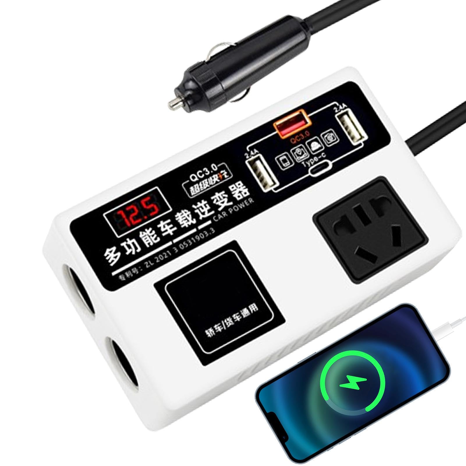 Convertitore di potenza DC 12V/24V a 220V 200W per auto presa accendisigari