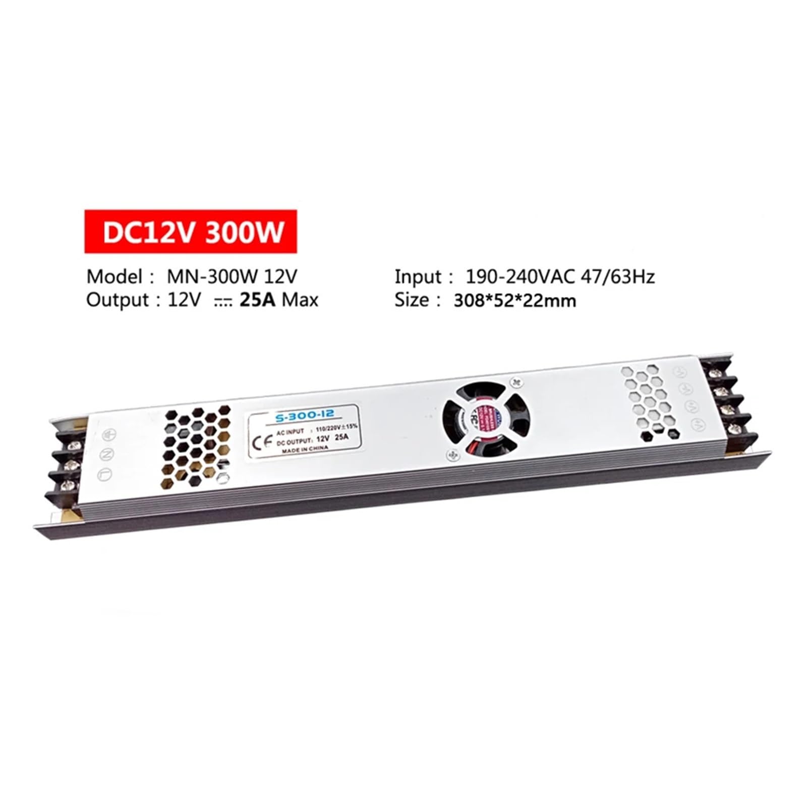 Transformateur de puissance 220V à 12V 24V, 1 pièce, 60W 100W 200W 300W 400W 500W, pilote LED, convertisseur ultra-fin for bandes lumineuses LED(400W,12V)