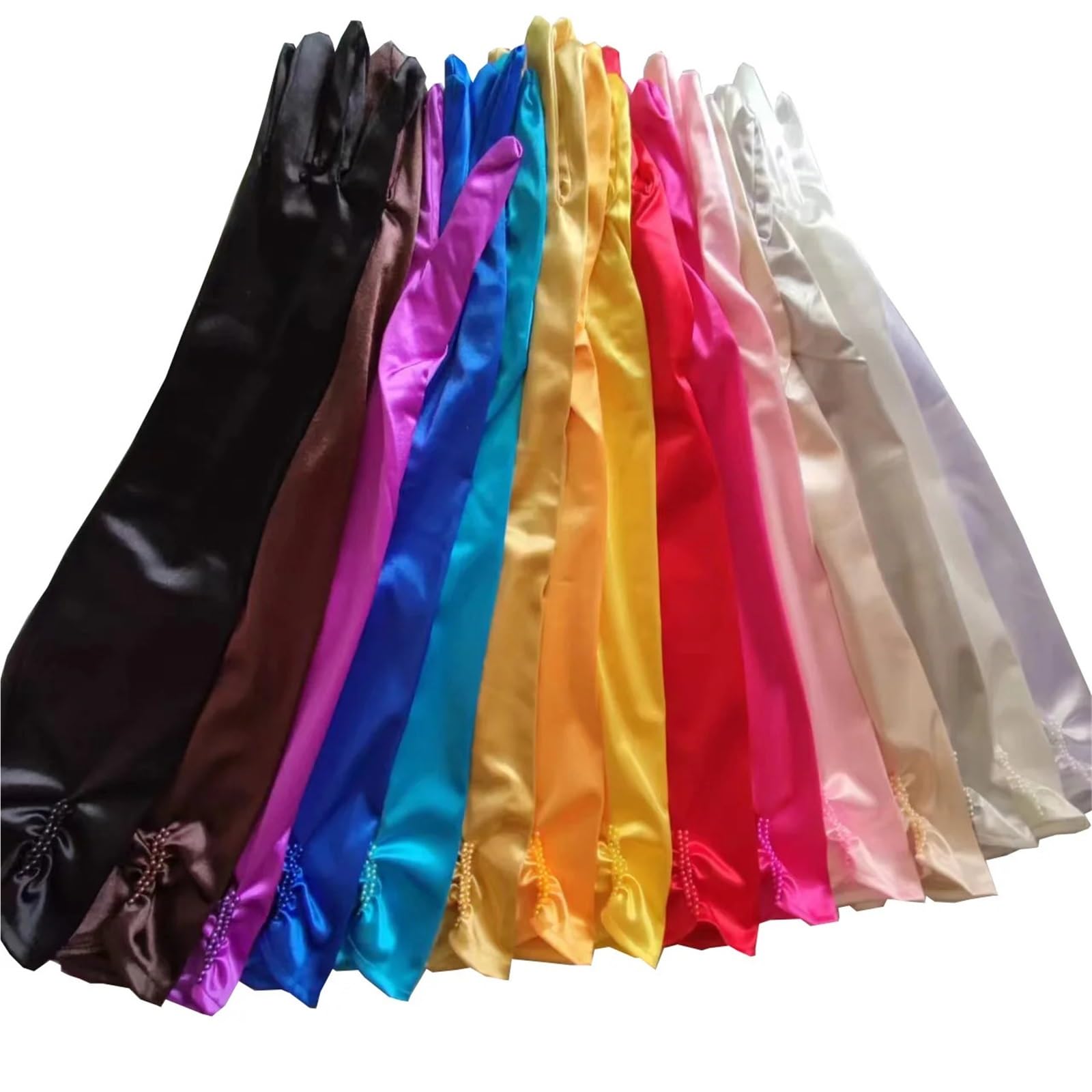 2 Paar lange Satin-Handschuhe Für Hochzeiten Und Bankette