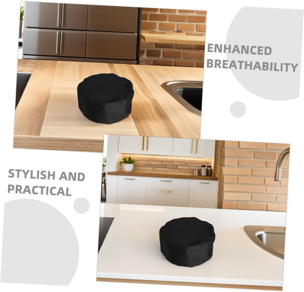6pcs Adjustable Breathable Chef Hats with Mesh Top, Unisex Kitchen Baker Caps for Cooking and Food Service Use Black