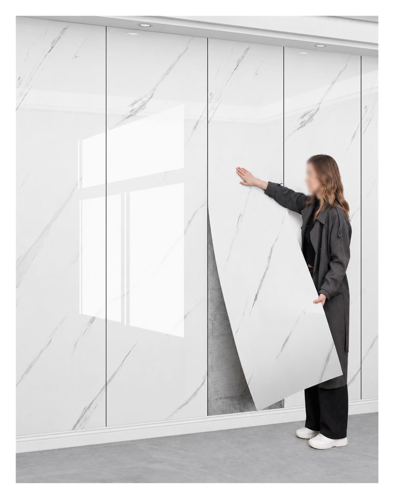 Paneles adhesivos efecto mármol, revestimiento PVC para paredes interiores(120x200 cm/3.9x6.6 ft)