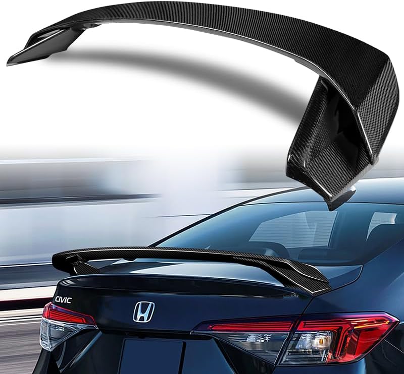 Alerón trasero de maletero de fibra de carbono real estilo HP compatible con Honda Civic Sedan 2022-2024 2023