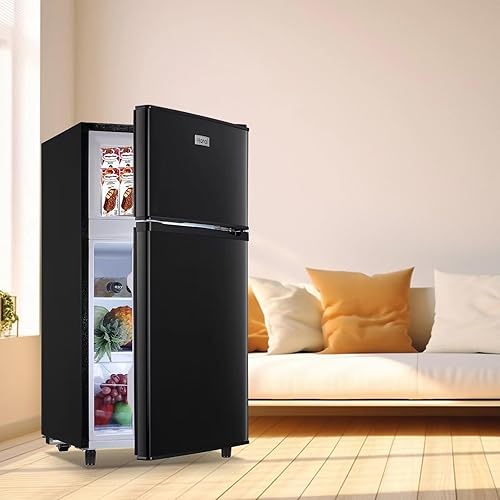 Miniatura 7 de WANAI Refrigerador compacto de 3.5 pies cúbicos, diseño de 2 puertas, termostato ajustable, estantes extraíbles ajustables, refrigerador adecuado