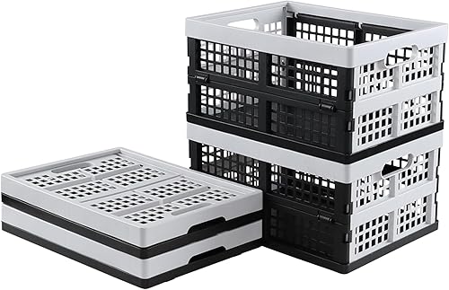 Readsky Cajas de almacenamiento plegables de 16 litros, cajas de plástico plegables, 4 paquetes