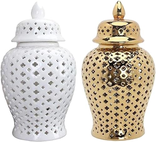 Generic Tarro de cerámica de jengibre, tarro de porcelana, jarrón decorativo para templo, 2 piezas