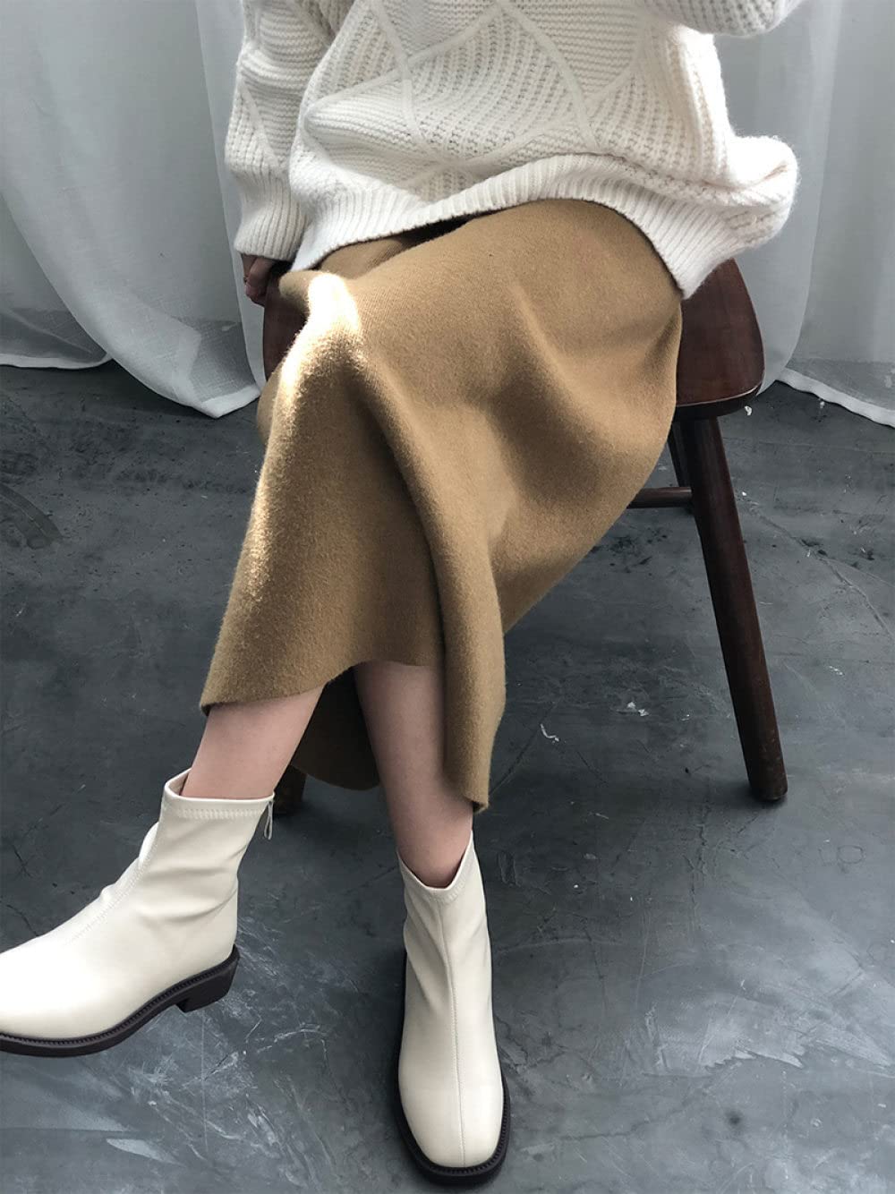 Gonne Invernali Donna, Sexy Borsa Elastica Gonna In Maglia Alla Moda Posteriore Divisa Elegante Gonne Invernali Nere Per Le Donne Gonna Midi A Vita Alta A Matita Gonne A Tubo Per Le Donne Gonna A Tr