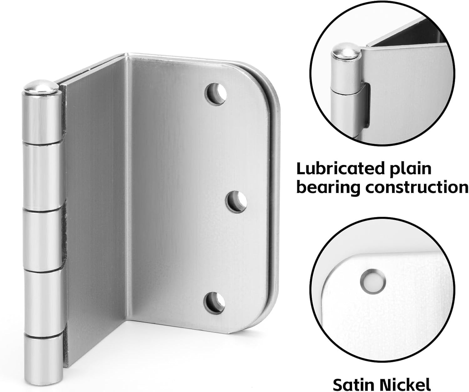 Haidms 3 Pack Offset Hinges 3.5 Inch Satin Nickel Swing Clear Offset Door Hinge with 5/8'' Radius Corner for Heavy Duty Exterior Interior Doors