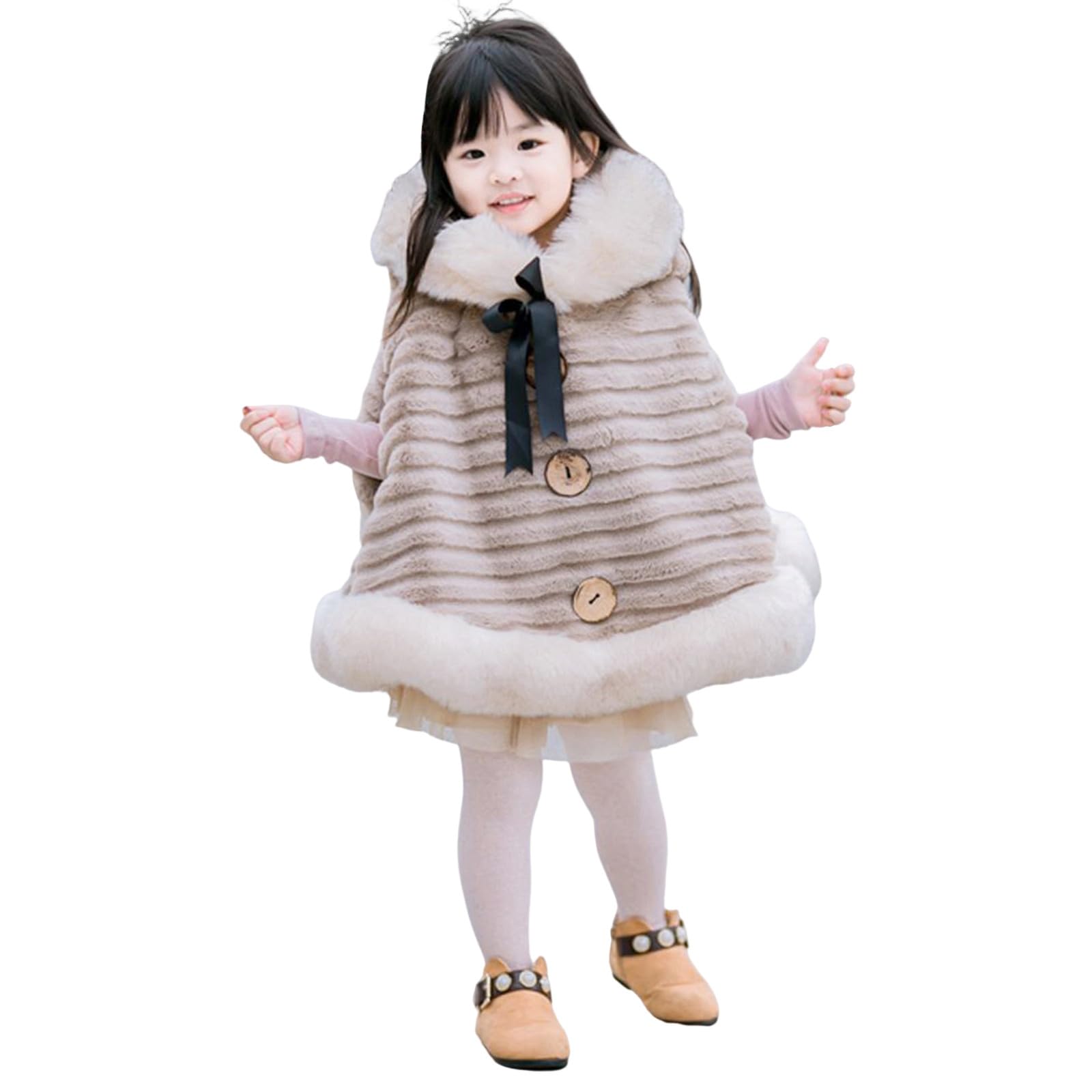 Chaqueta para niñas pequeñas, moda de otoño e invierno, para niños pequeños, con cuello de lana, chaquetas sólidas, capa cálida de lana con capucha, abrigos Sobretodo Mujer Invierno