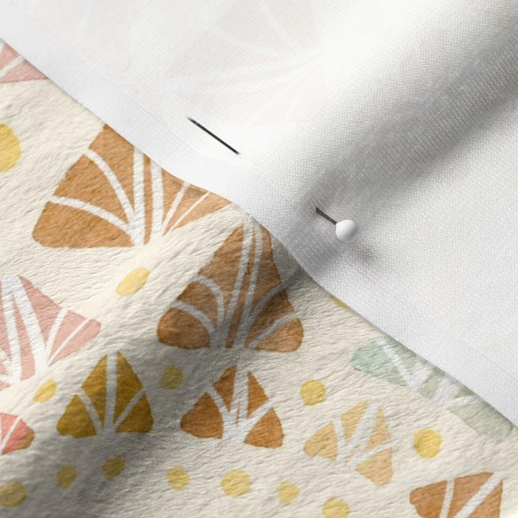 Spoonflower Fabric - Watercolor Sunshine Leaves Retro Geometric Happy Sun Colorful Summer Printed on Minky Fabric by The Yard - Sewing Baby Blankets Quilt Backing Plush