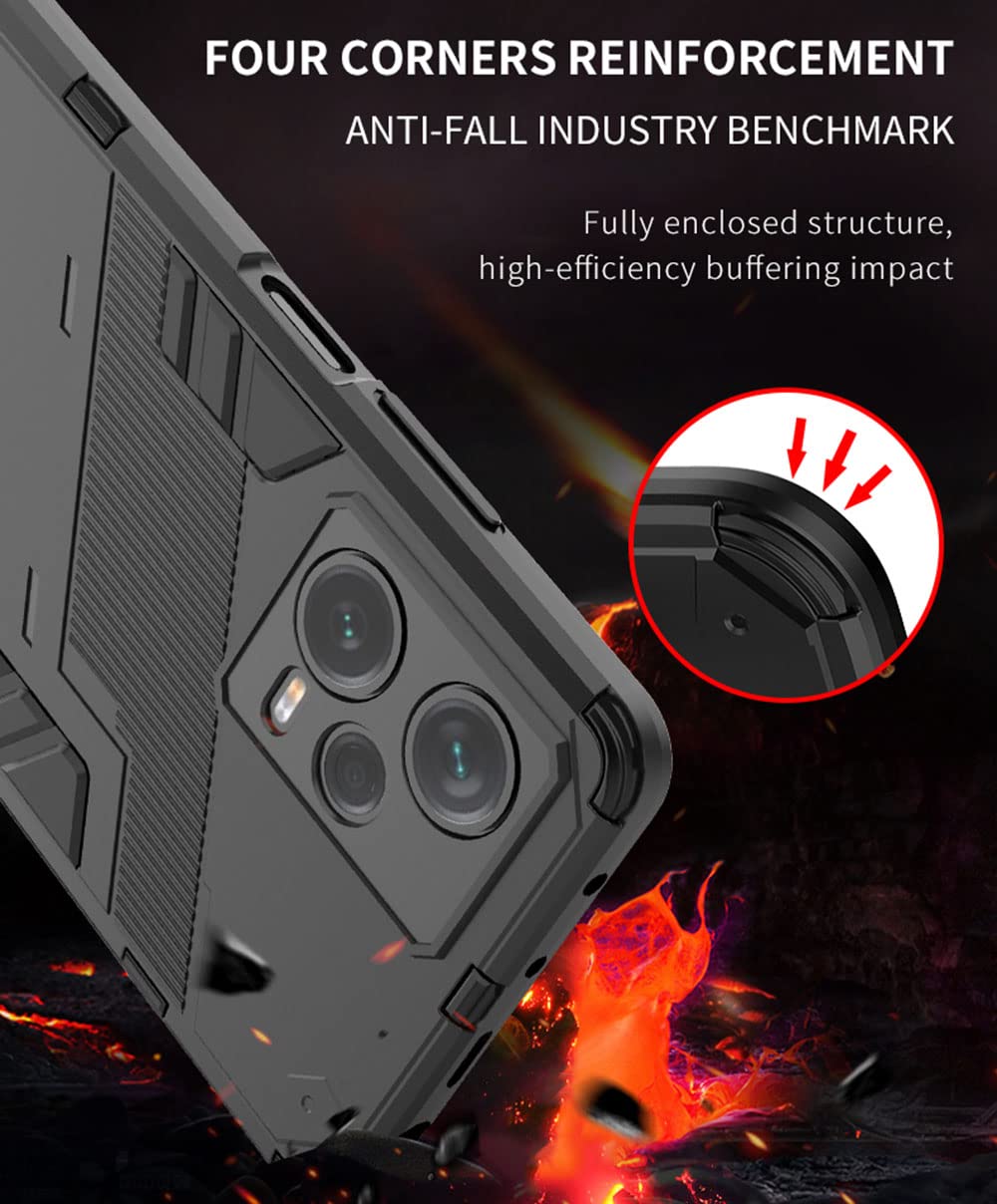 SEAHAI Cover per Xiaomi Redmi Note 14 PRO+ Plus 5G, [Militare Anti-Caduta] Cornice Paraurti in Silicone Morbido Ultra Sottile Custodia, con Supporto Pieghevole Kickstand - Grigio