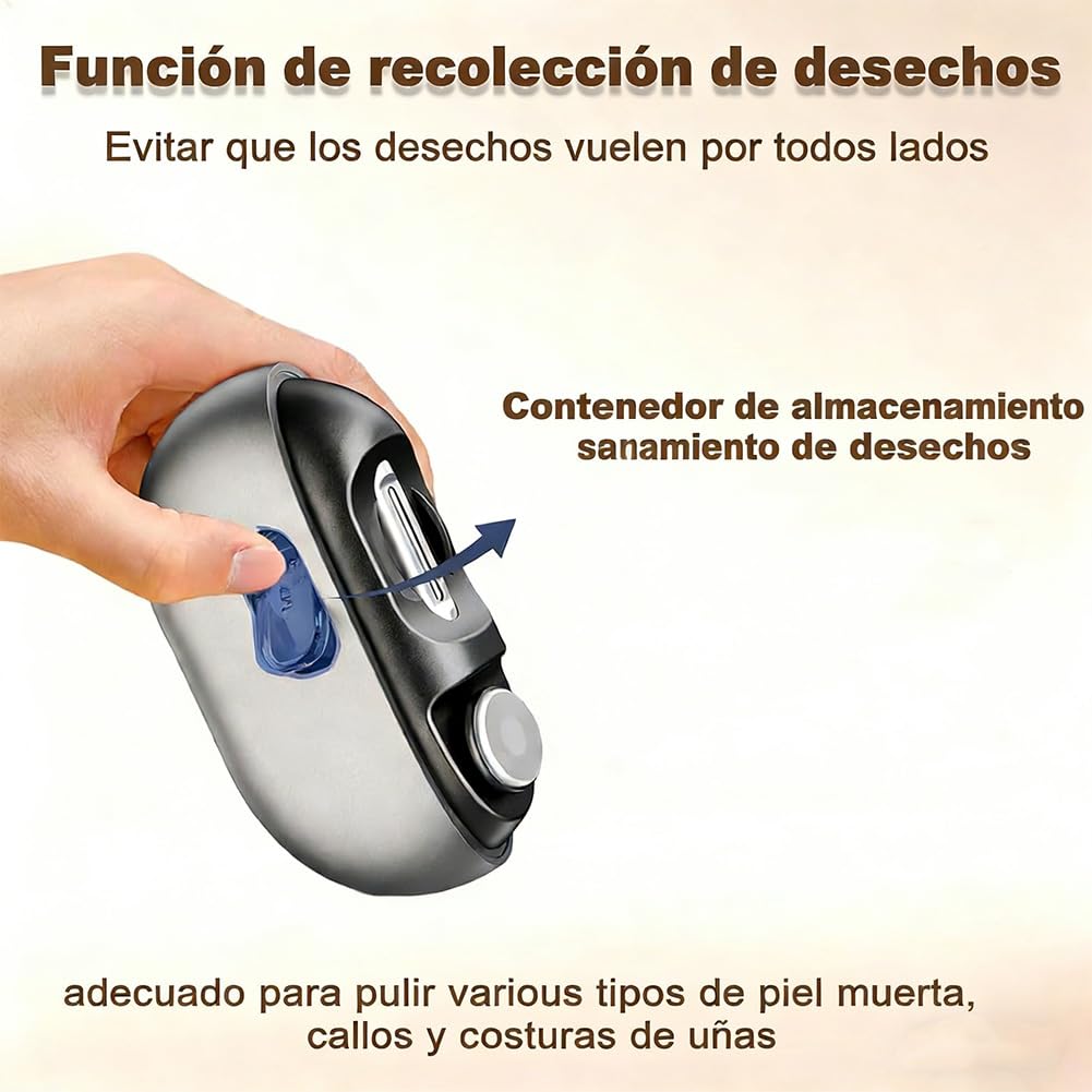 Cortauñas Electrico Pies y Manos con Luz LED Integrada, Incluye 2 Accesorios de Pulido para Uñas, Ideal para Adultos, Mayores y Personas con Movilidad Reducida (Negro)