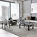 Sybrioka Glass Coffee Table Sets of 3 for Living Room, Mordern End Table Sofa Side Tables with Storage, Black Metal Leg, Rectangle Tempered Center Table Home Furniture Set (All Black)