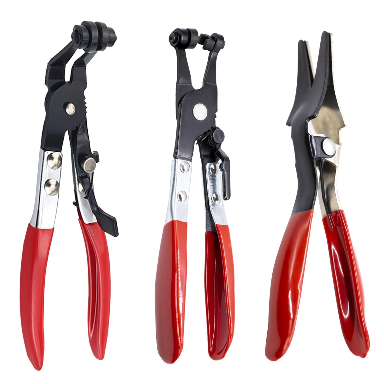 Waltool3Pcs Hose Clamp Plier Set Includes Hose Separator Pliers, Angled Band and Swivel Flat Band Flexible Ring Type Hose Remover, Car Water Pipe Pliers for