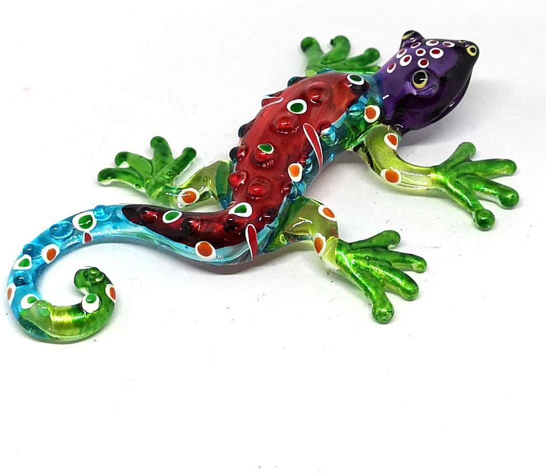 Hand-Blown Glass Miniature Gecko Figurine, Terrarium Decor image 3