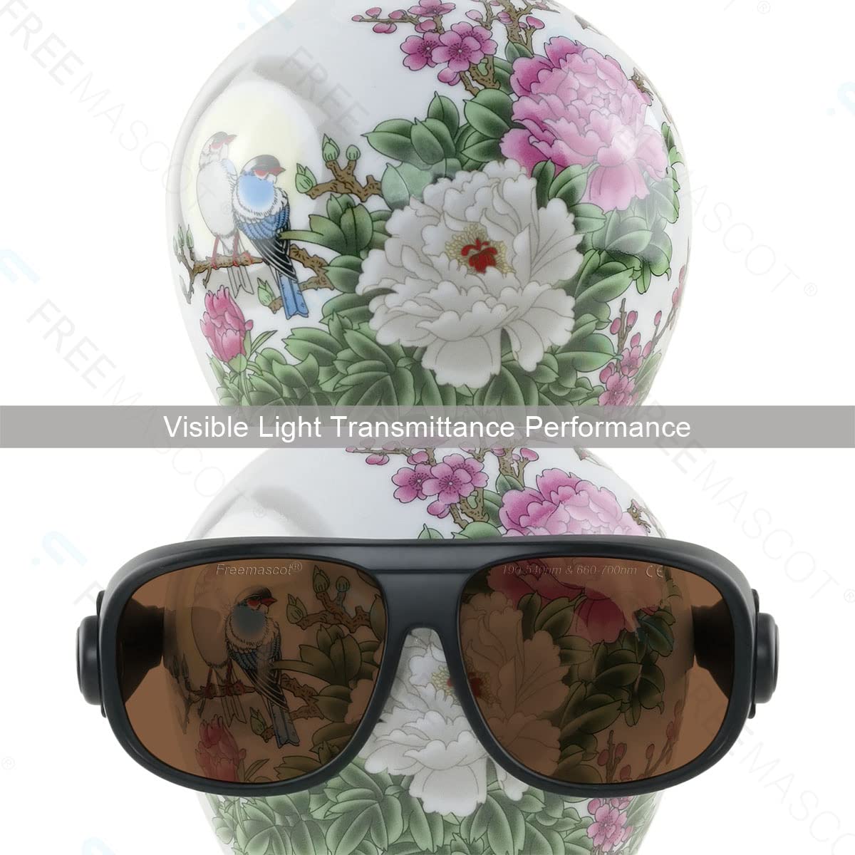 FREEMASCOT Lunettes de sécurité professionnelles OD 4+ 190 nm-540 nm/600 nm-760 nm laser pour lumière laser violet/bleu/vert et rouge (style de monture 1)