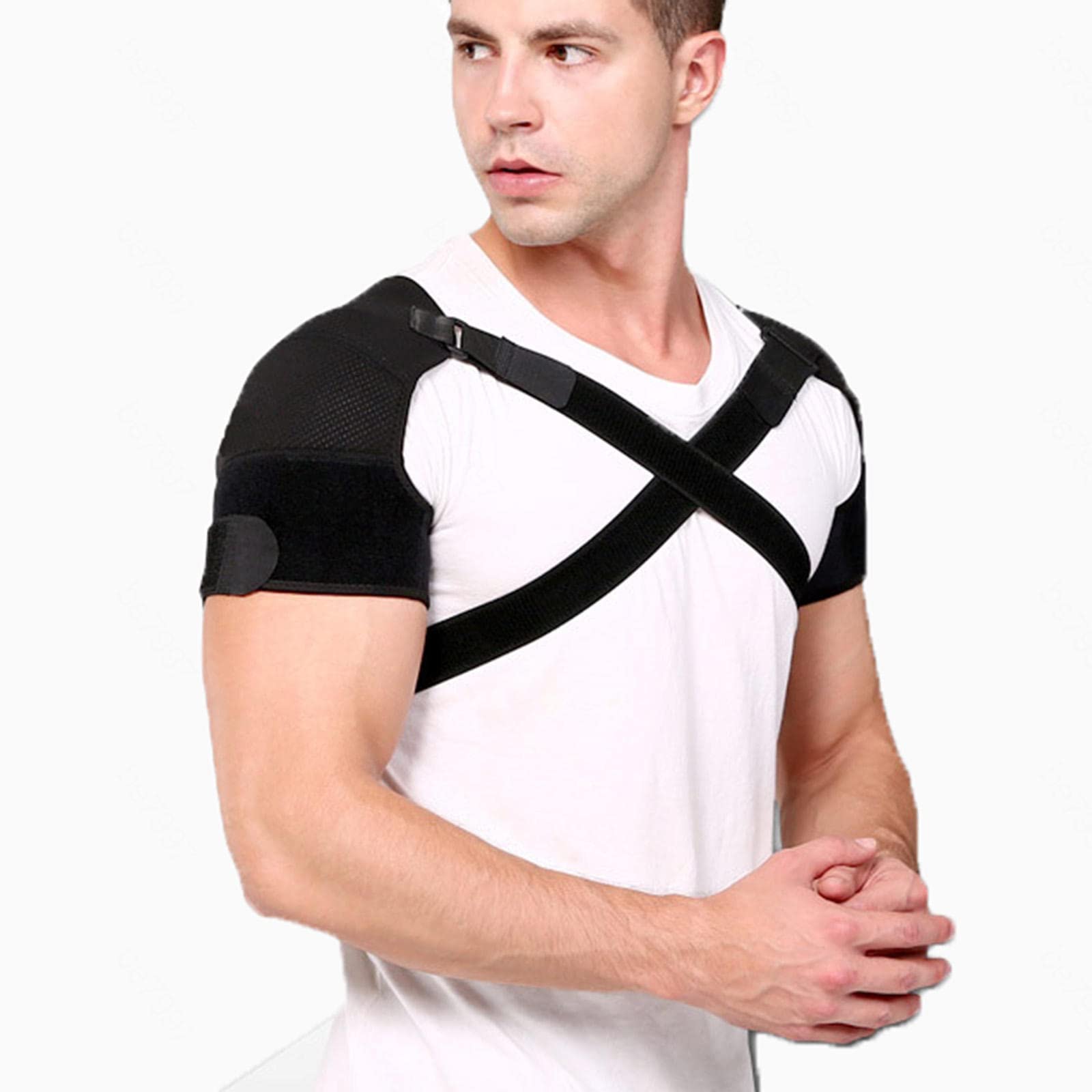 HAPPYNA Hombreras Deportivas Ajustables, Abrazadera Hombro Mujeres Hombres, Articulación Ca Dislocada, Desgarro Labrum, Fractura Tendinitis, Prevención Lesiones,M