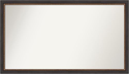 Amanti Art Black Bathroom Mirror for Over Sink, 25x43 Custom Made Ashton Black Rectangle Vanity Mirror, Large Traditional Wood Frame, Hangs