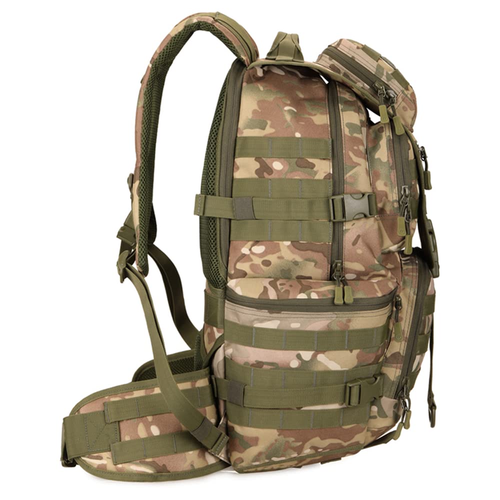 DETECH Wojskowy plecak taktyczny, Molle, 3-dniowa, torba szturmowa, plecak na laptopa, torba survivalowa z paskiem, 50 l, CP, One Size, Plecaki do plecaka