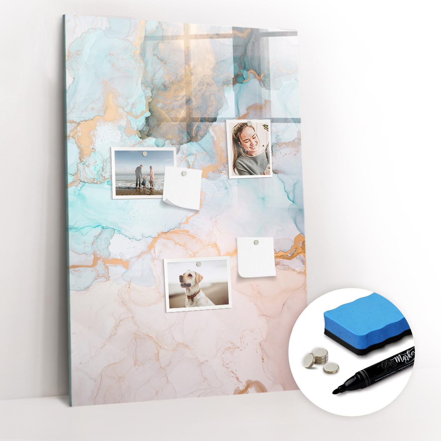 Lavagna Magnetica Moderna in Vetro | Kit Completo: Magneti, Pennarello e Gomma | Perfetta per Appunti, Foto e Pianificazione - 60x40 - Agenda settimanale