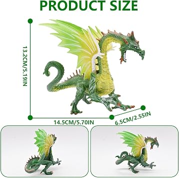 Ice Dragon Figurine, Ice Dragon Toy - Solid Ice Flying Dragon, Movable Wing Action Figure for Boys and Girls - Mythical Creature Figures - Fantasy Beast Figurine, Fun Toys for Kids - Green