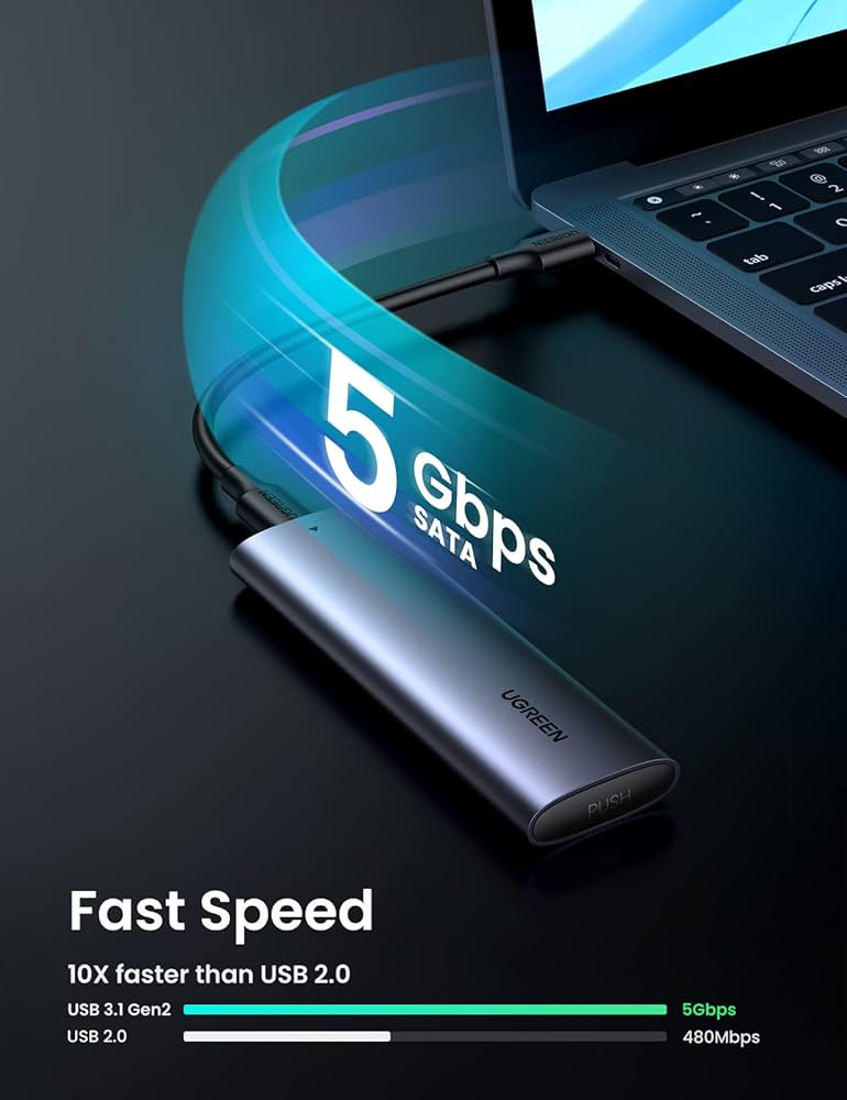UGREEN M.2 NVMe SATA SSD Enclosure Adapter 10Gbps USB 3.2 Gen2 USB C External Enclosure Supports M And Bm Keys I2440113945