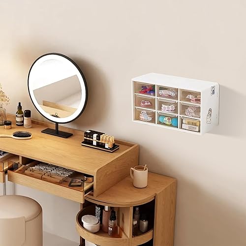 Miniatura 2 de Organizador de cajones de escritorio de 6 piezas con 9 cajones transparentes, mini organizador con cajones para oficina y hogar, organizador de