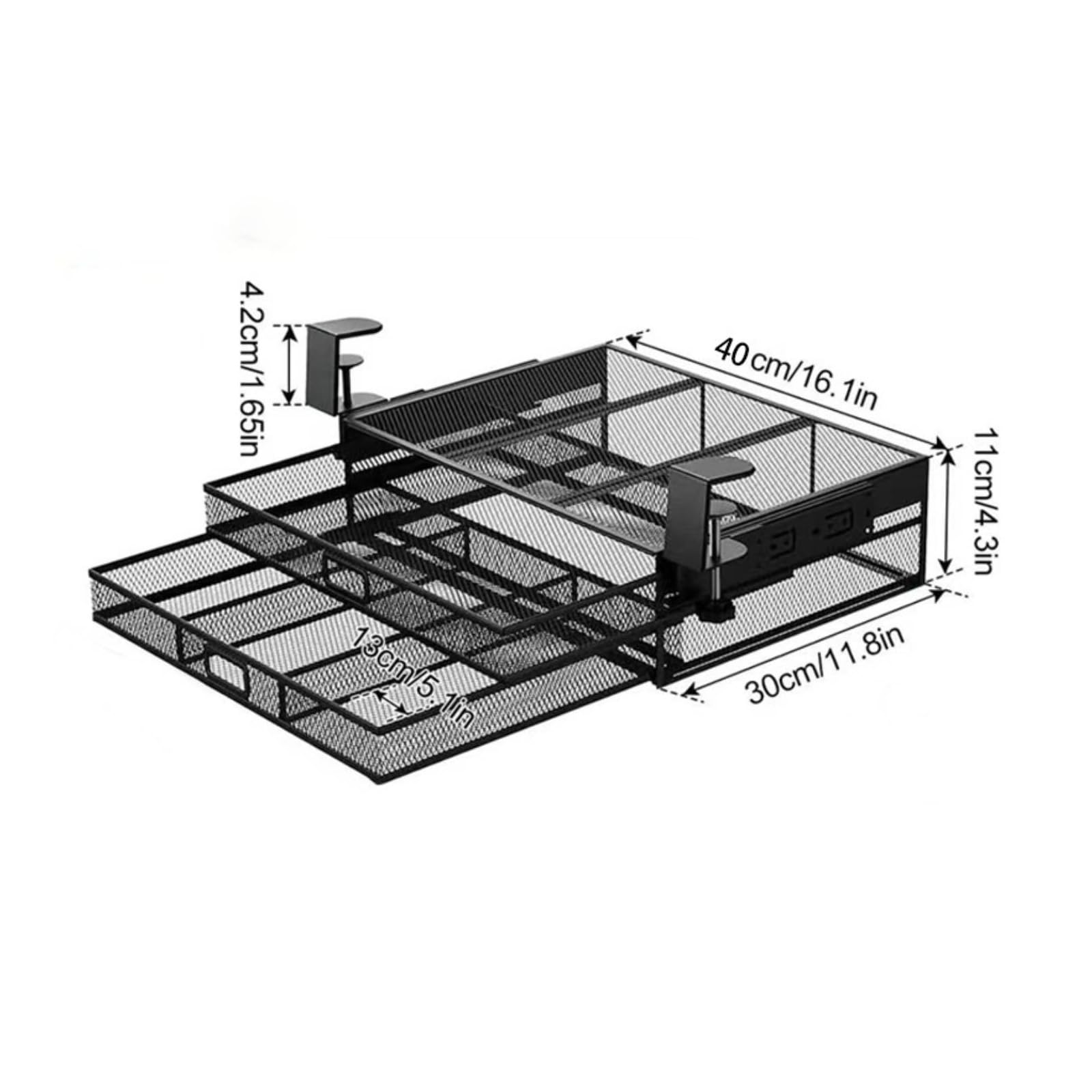 Organizador de Escritorio de Oficina con, Negro, Modelo Mejorado Con Riel Guía, Doble Capa LH8081B, 40cm X 30cm X 11cm