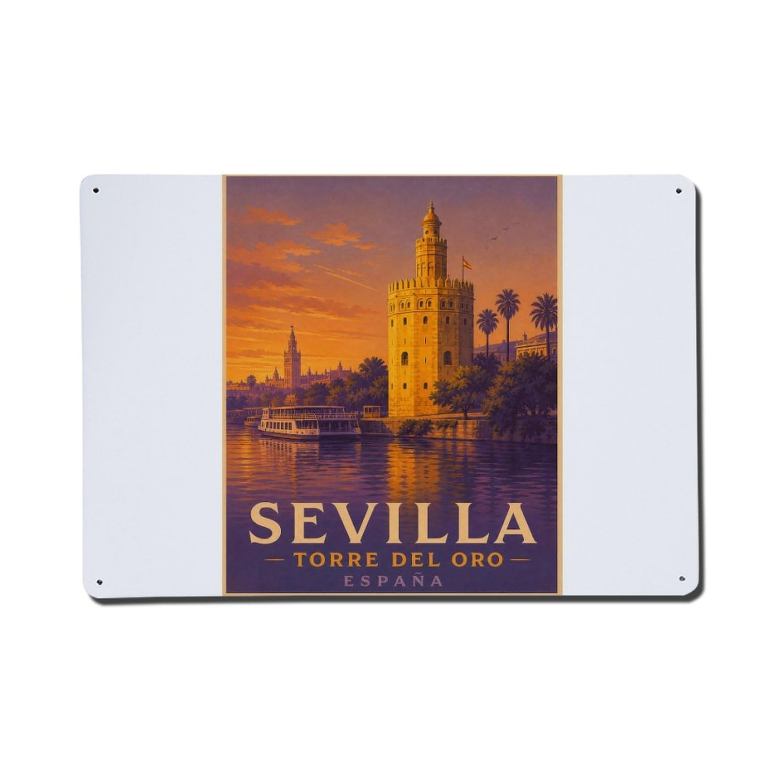 Metal Tin Sign Spain Seville Vintage Travel