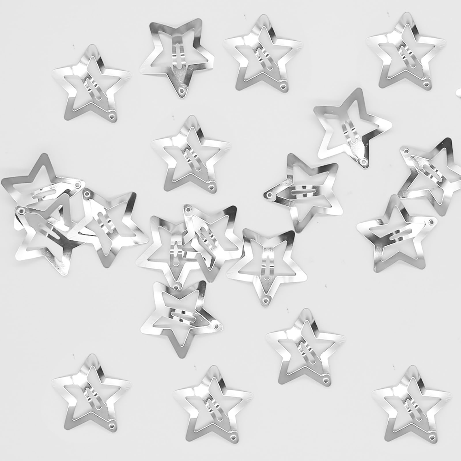 CANIPHA 100Pcs Star Hair Clips, Silver Metal Snap Hair Clips, Retro Style, Anti-Skid, Suitable For All Hair Types, Women's Hair Accessories