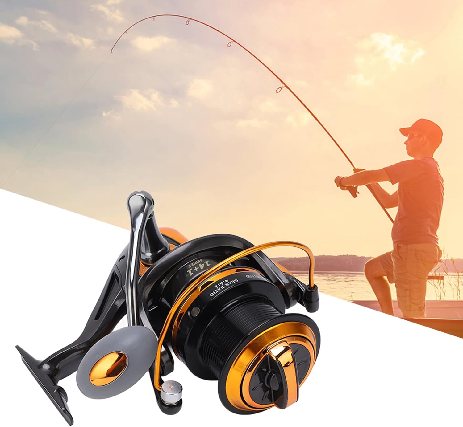 Fishing Reel, High Speed 14+1BB Metallic Fishing Reel Wheel for Sea Fishing with Tackle Accessories (8000)