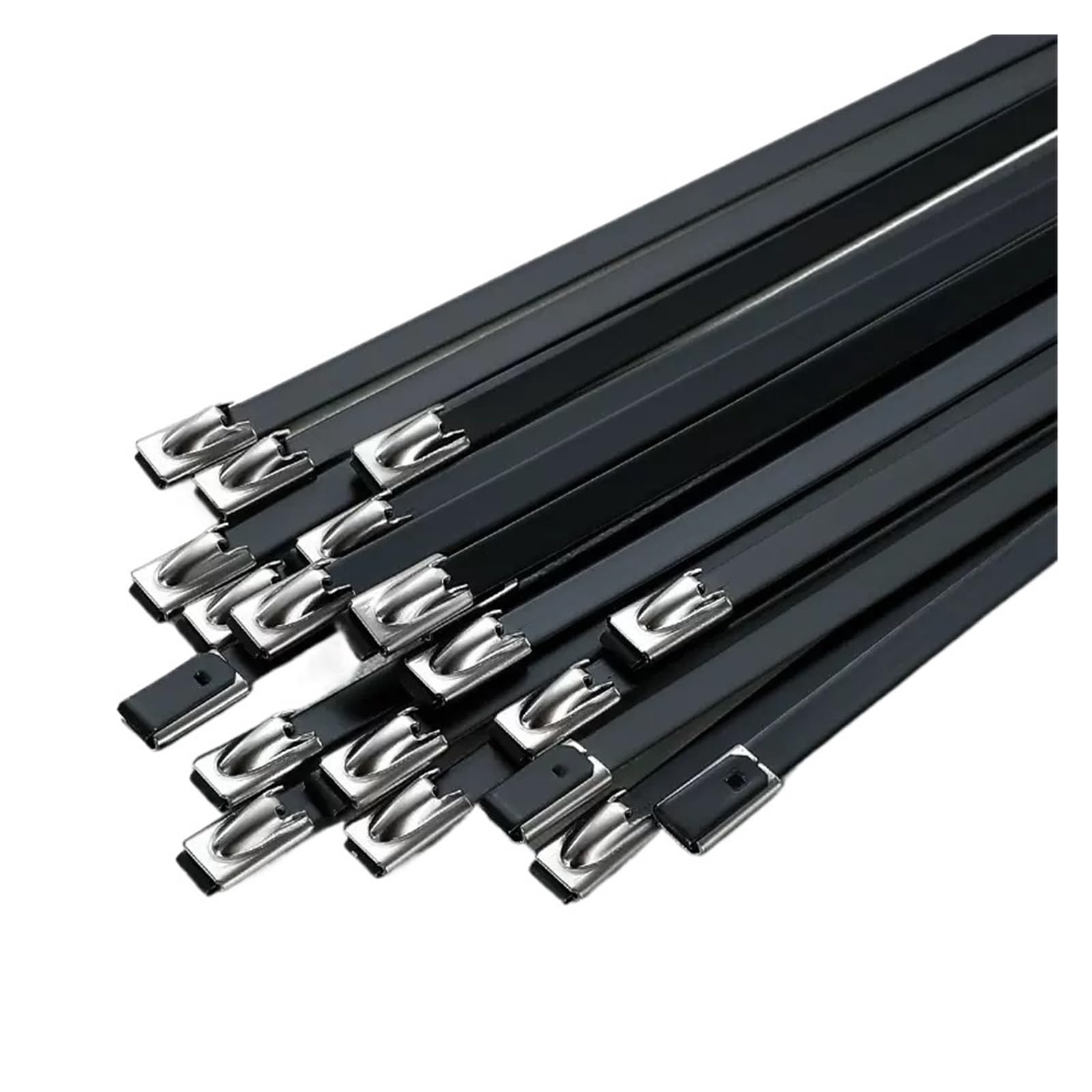 Fascette ferma-cavo metalliche in acciaio inossidabile nero da 4,6 mm, fascette ferma-cavi in ​​metallo per carichi pesanti da 100 pezzi per rilegatura del tubo di scarico(4.6x1400mm)