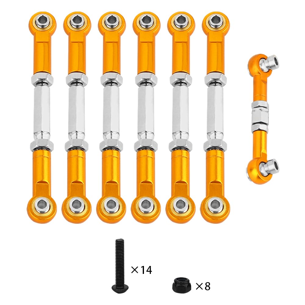 RZXYLRC Adjustable Stainless Steel Turnbuckles Set/Camber Links with Rod Ends Set for Traxxas Slash 4X4/2WD, Rustler4X4/2WD, Stampede 4X4/2WD VXL, Nitro Slash/Rustler Upgrade RC Car Parts (Orange)
