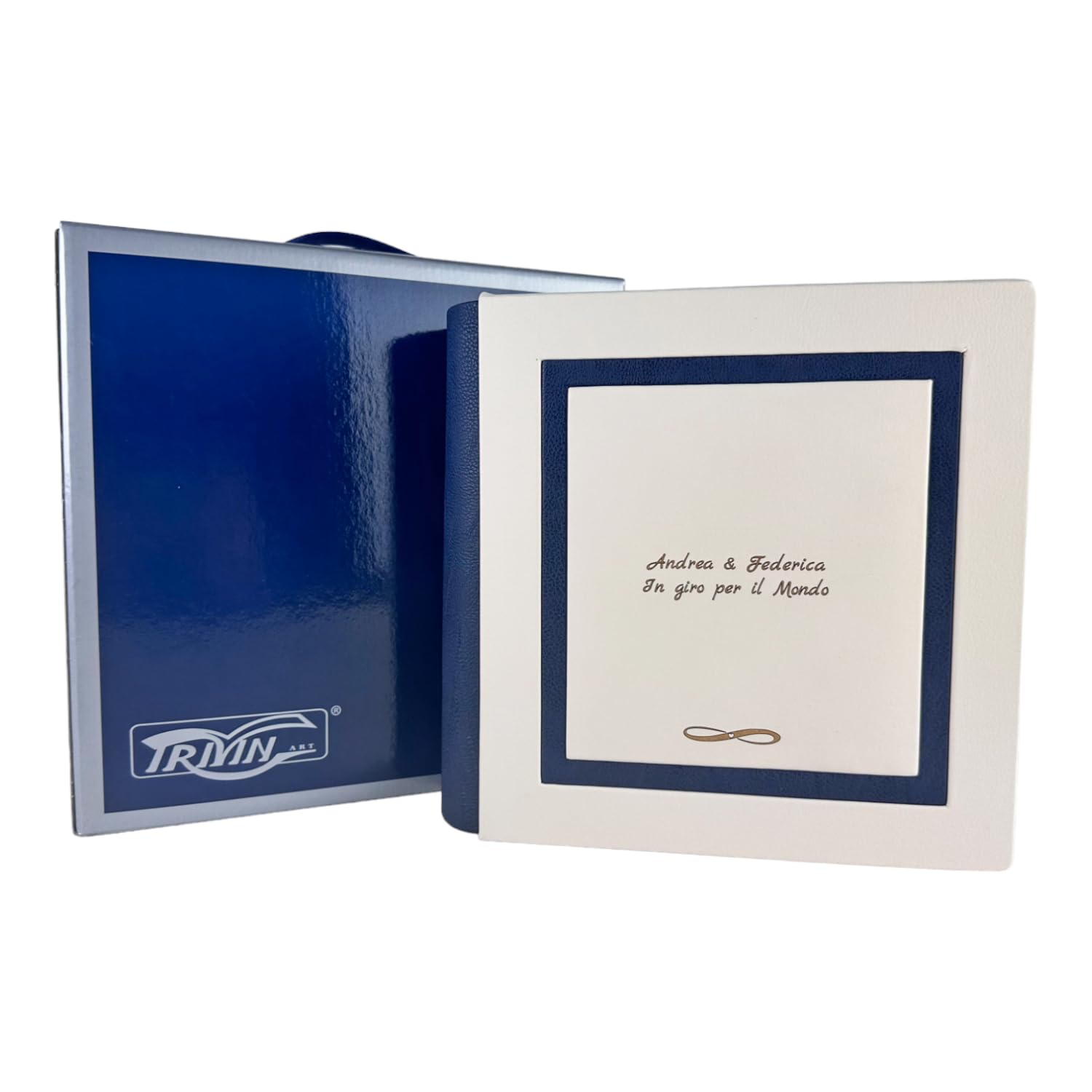 Album Fotografico Artigianale Giove Double - Similpelle Bianco/Macramè | Personalizzabile Con Incisione - Foto 12