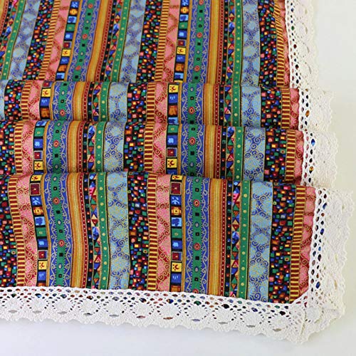 Nappe coton lin 150x260cm vert moderne nappe rayures ethniques - 6
