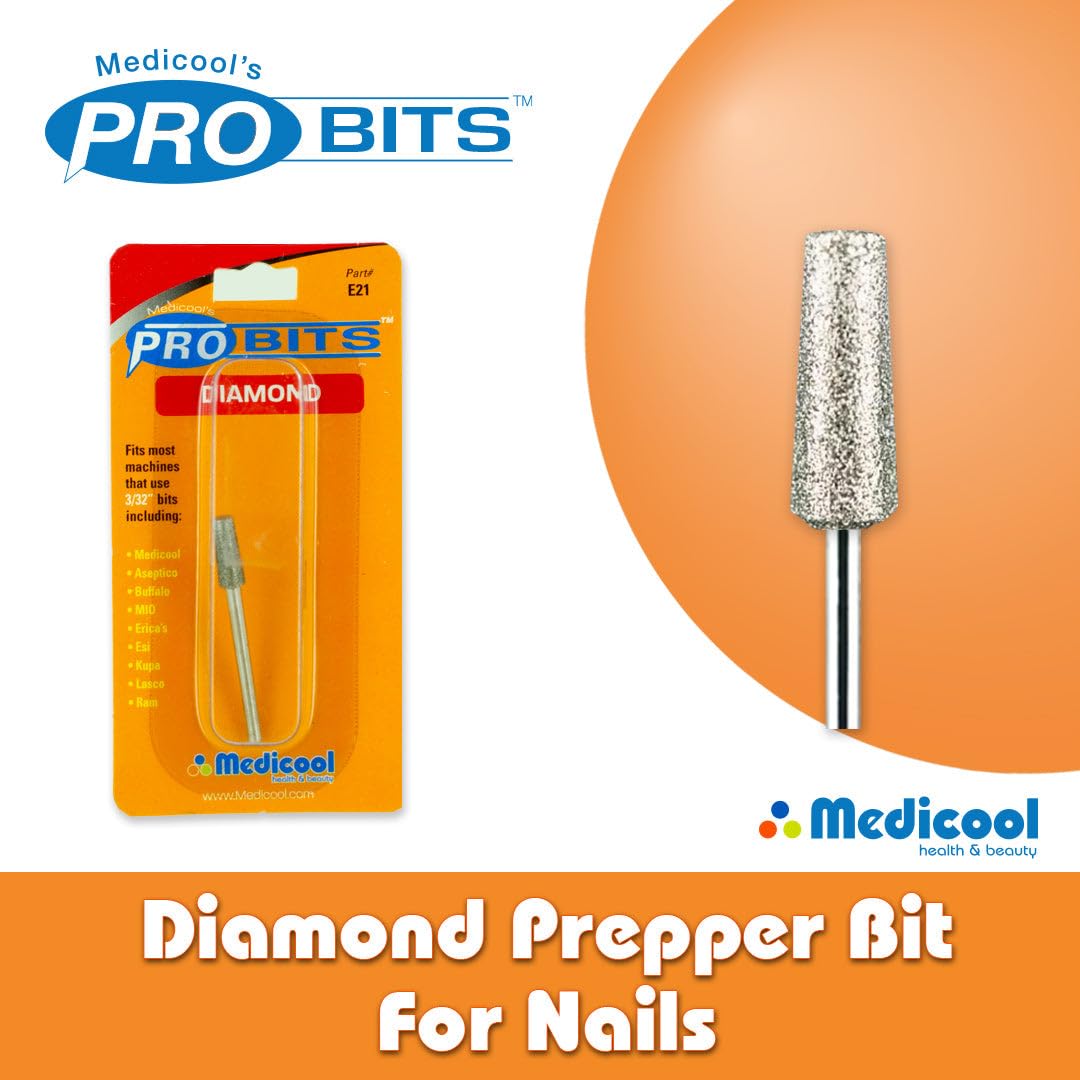 Medicool Diamond Prepper Kleiner Bit zum Vorbereiten, Formen und Reinigen unter dem Nagel Maniküre und Pediküre | E21