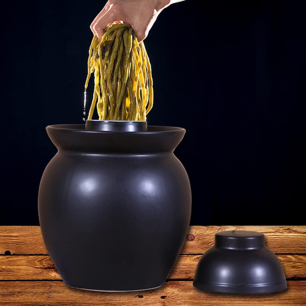 Blue Traditional Chinese Porcelain Pickle Jar, Natural Ceramic Fermentation Crock Pickling Pot,Fermenting Jar with Water Seal Airlock Lid Stoneware Fermenter for Kim Blue-3.5KG Jar