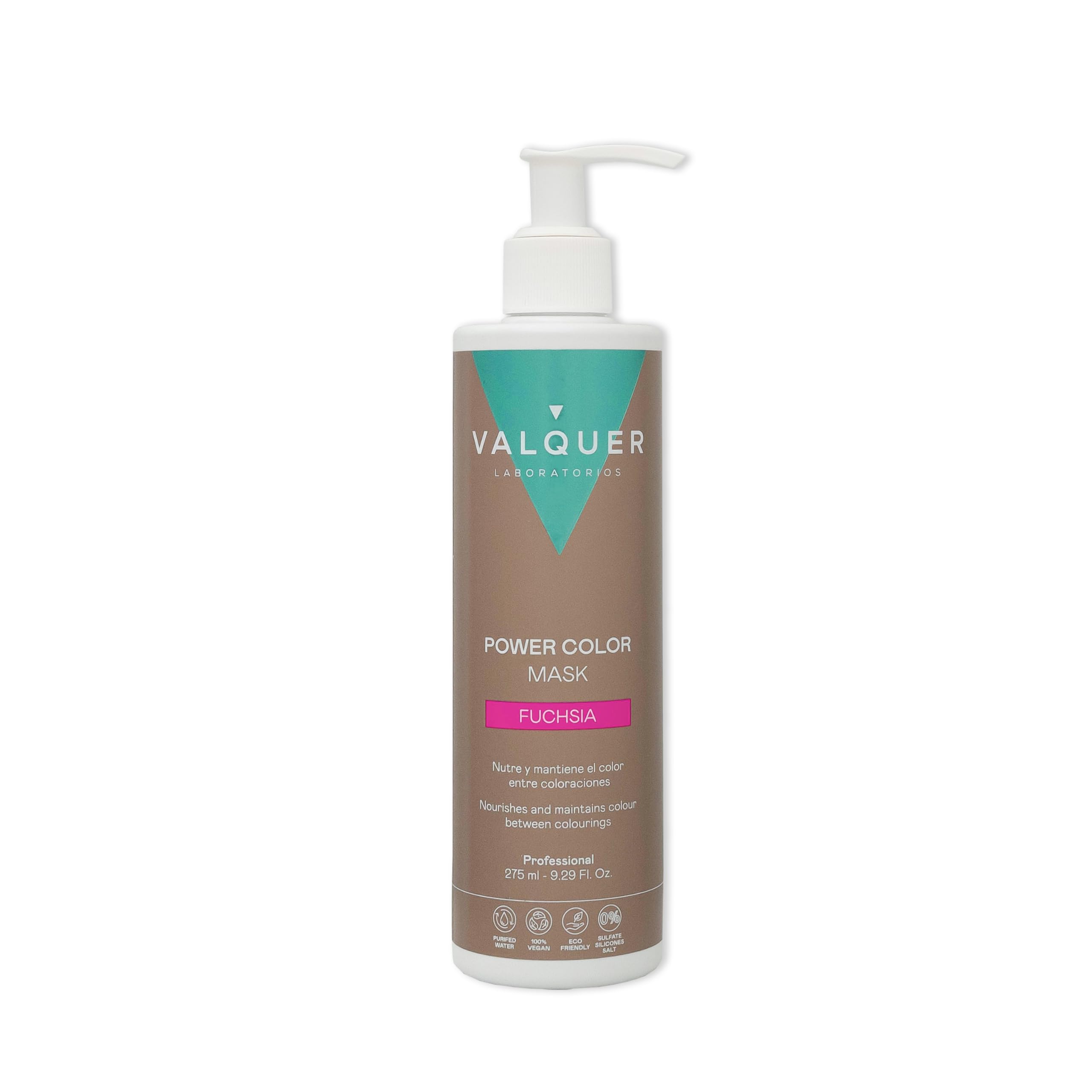 VALQUER Power Color Maschera Fucsia | Per Capelli Tinti o Naturali | Ravviva il Colore e Nutre i Capelli | Colorazione Temporanea Delicata | Senza Siliconi | Vegano | 275 ml