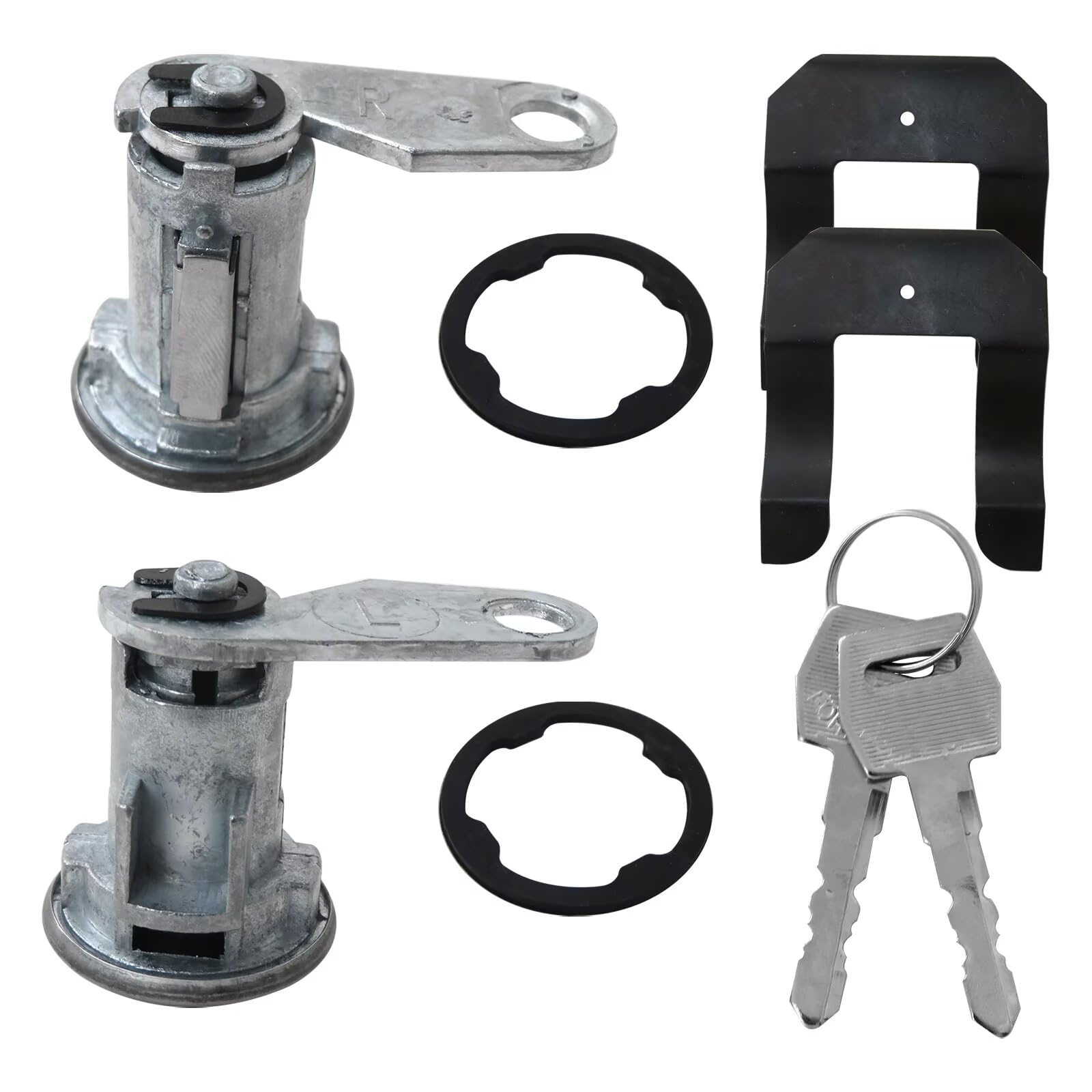 Door Lock Cylinder Set w/Keys Replacement Switch Kit Fit for Ford F350 Custom Standard Cab Pickup 2-Door 4.9L 4917CC 300Cu. in. l6 Gas OHV Naturally Aspirated 1980 1981 1982 1987 1988 1989 1990 1991