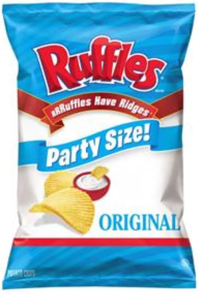 Frito Lay, Ruffles, Potato Chips, 14.5oz Bag (Pack of 3) (Choose Flavors Below) (Party Size Original 14.5oz)