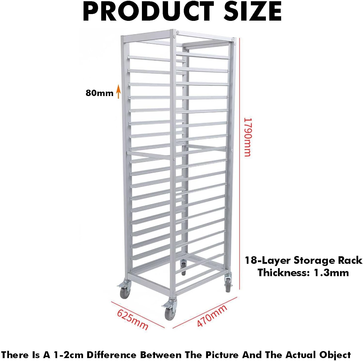 18-Tier Rolling Bakery Cooling Rack - Aluminum with Adjustable Shelves, Commercial Tray Storage Cart for Bread, Pizza, Pastry, Efficient Kitchen Organizer