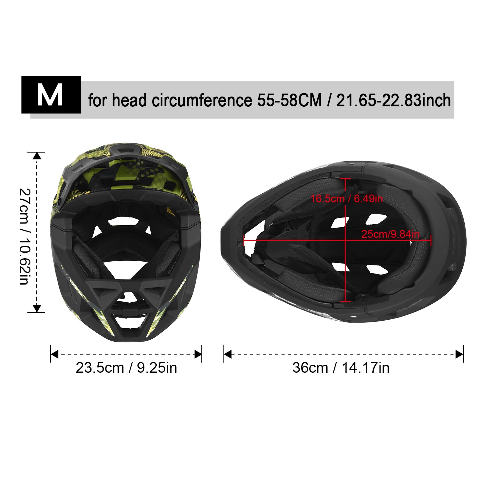 Lixada Casco integral de bicicleta de montaña para adultos, casco de bicicleta de montaña para adultos, para hombre y mujer, circunferencia de la cabeza de 55-58 cm/59-61 cm, casco de bicicleta